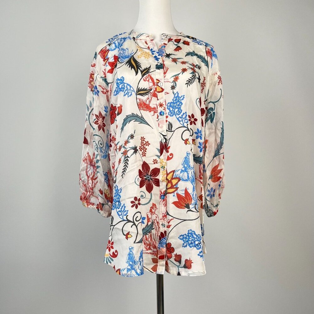 NWOT JOHNNY WAS Hanns Floral Silk Tunic Bohemia SHIRT Blouse Sz S - Picture 2 of 13